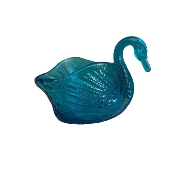 Vintage Swan L E Smith Glass Turquoise Blue Trinket Dish Nautical Beach Decor - Picture 6 of 16